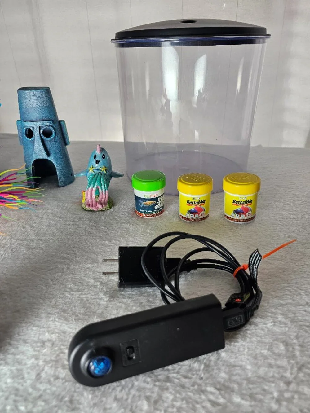 360 View Aquarium Kit with Multiple Colors LED Lighting and Power Filter